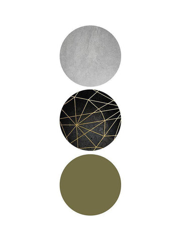 Olive Black Gold Geo 4 White Modern Wood Framed Art Print with Double Matting by Urban Epiphany