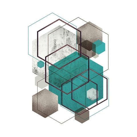 Beige Mint Geometric 2 White Modern Wood Framed Art Print by Urban Epiphany