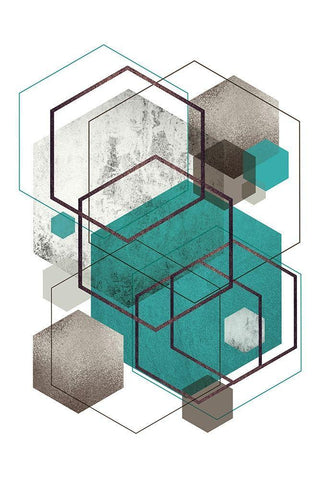 Beige Mint Geometric 2 White Modern Wood Framed Art Print with Double Matting by Urban Epiphany