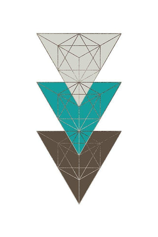 Beige Mint Geometric 3 White Modern Wood Framed Art Print with Double Matting by Urban Epiphany