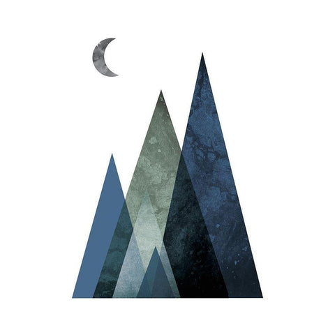 Scandi Blue Hunter Mountains 1 Black Modern Wood Framed Art Print by Urban Epiphany