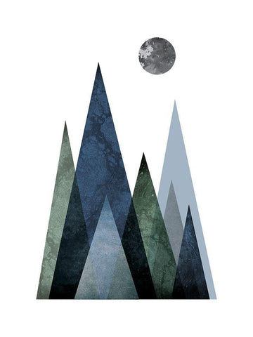 Scandi Blue Hunter Mountains 2 White Modern Wood Framed Art Print with Double Matting by Urban Epiphany