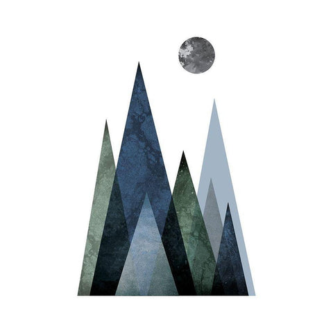 Scandi Blue Hunter Mountains 2 Black Modern Wood Framed Art Print with Double Matting by Urban Epiphany