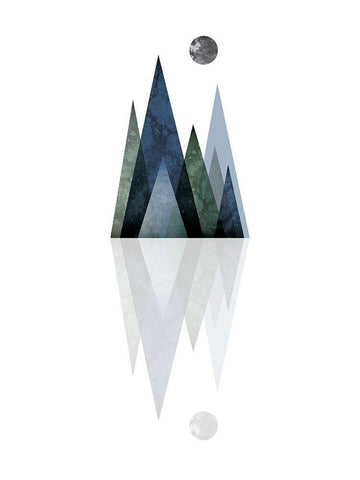 Scandi Blue Hunter Mountains 3 Black Ornate Wood Framed Art Print with Double Matting by Urban Epiphany