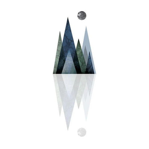Scandi Blue Hunter Mountains 3 Black Modern Wood Framed Art Print by Urban Epiphany