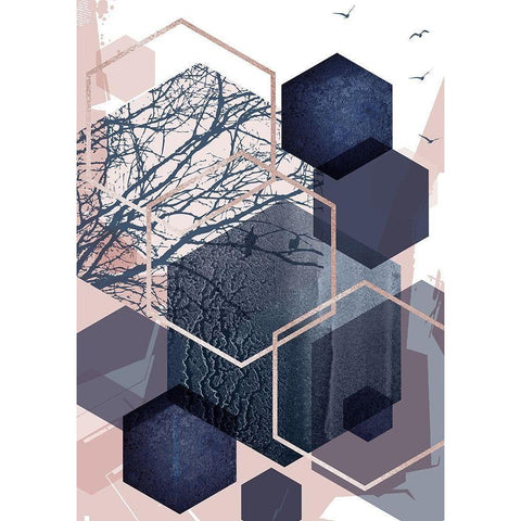 Geo Birds 1 White Modern Wood Framed Art Print by Urban Epiphany