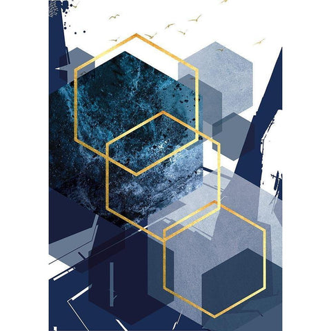 Hexagon Landscape Gold 1 Gold Ornate Wood Framed Art Print with Double Matting by Urban Epiphany