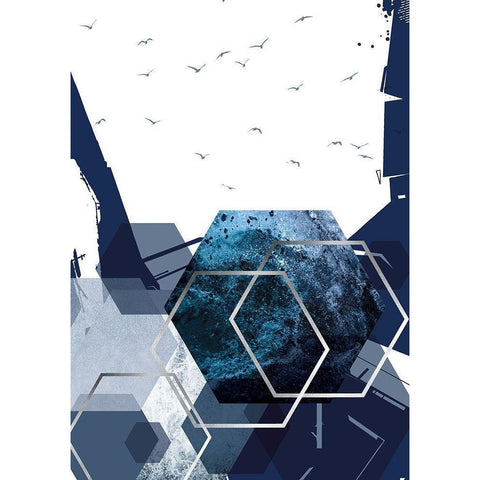 Hexagon Landscape Silver 2 Black Modern Wood Framed Art Print with Double Matting by Urban Epiphany