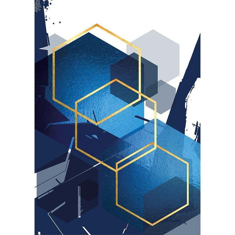 Indigo Abstract 1 White Modern Wood Framed Art Print by Urban Epiphany