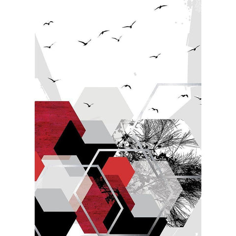 RED Abstract 2 White Modern Wood Framed Art Print by Urban Epiphany