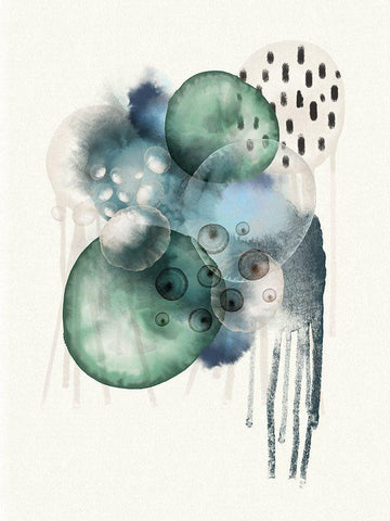 Aqua Harmony 1 Black Ornate Wood Framed Art Print with Double Matting by Urban Epiphany
