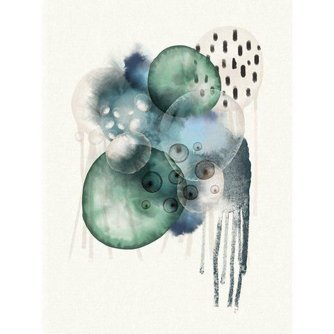Aqua Harmony 1 Gold Ornate Wood Framed Art Print with Double Matting by Urban Epiphany
