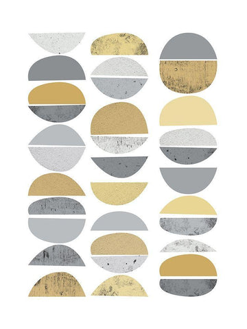 Mid Century Flora Tones Yellow Grey 2 White Modern Wood Framed Art Print with Double Matting by Urban Epiphany