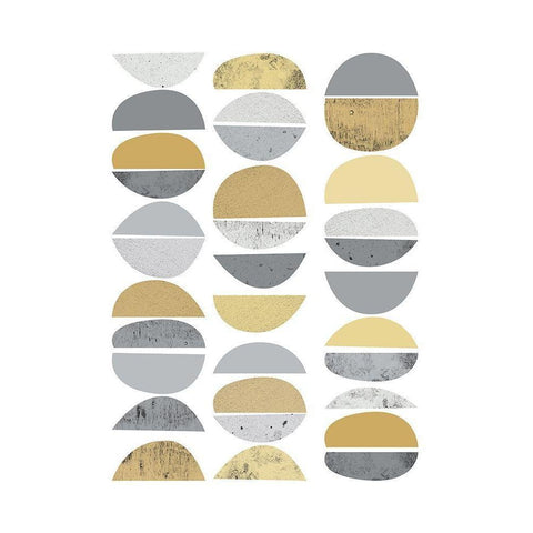 Mid Century Flora Tones Yellow Grey 2 Black Modern Wood Framed Art Print with Double Matting by Urban Epiphany