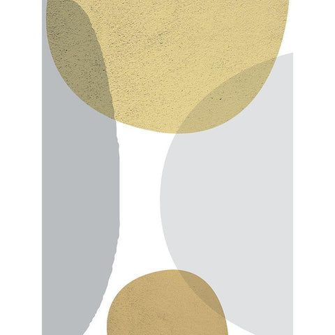 Mid Century Flora Tones Yellow Grey 3 Gold Ornate Wood Framed Art Print with Double Matting by Urban Epiphany