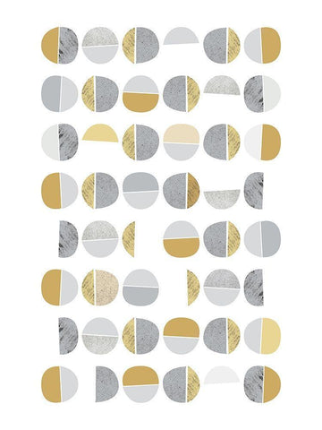 Mid Century Flora Tones Yellow Grey 7 White Modern Wood Framed Art Print with Double Matting by Urban Epiphany