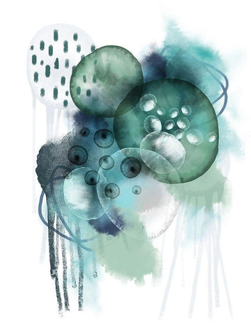 Aqua Harmony 2 White Modern Wood Framed Art Print with Double Matting by Urban Epiphany
