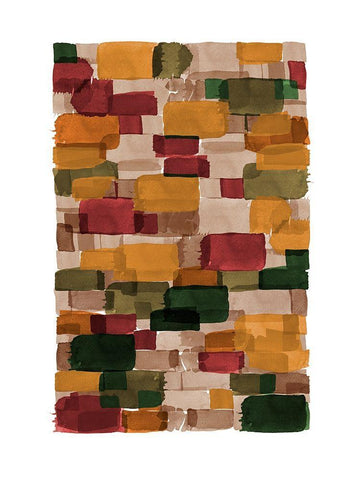 Earthy Watercolor Block White Modern Wood Framed Art Print with Double Matting by Urban Epiphany