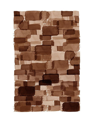 Brick Watercolor Block White Modern Wood Framed Art Print with Double Matting by Urban Epiphany