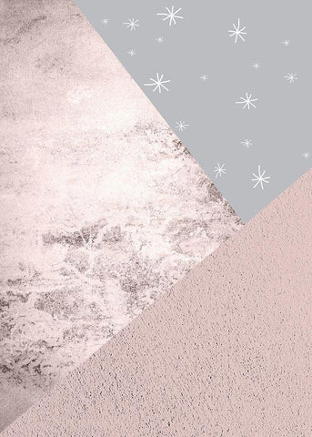 Blush Pink Grey Mountains 1 Black Ornate Wood Framed Art Print with Double Matting by Urban Epiphany