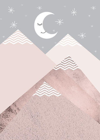 Blush Pink Grey Mountains 2 Black Ornate Wood Framed Art Print with Double Matting by Urban Epiphany