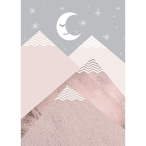 Blush Pink Grey Mountains 2 Black Modern Wood Framed Art Print by Urban Epiphany