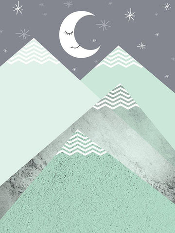 Mint Green Mountains 2 Black Ornate Wood Framed Art Print with Double Matting by Urban Epiphany