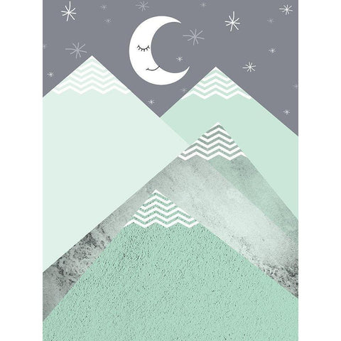 Mint Green Mountains 2 Black Modern Wood Framed Art Print by Urban Epiphany