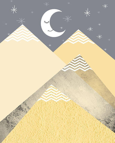 Yellow Grey Mountains 2 Black Ornate Wood Framed Art Print with Double Matting by Urban Epiphany