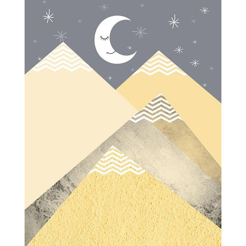 Yellow Grey Mountains 2 Black Modern Wood Framed Art Print by Urban Epiphany