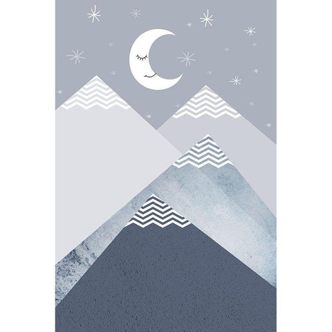 Navy Mountains 2 Black Modern Wood Framed Art Print by Urban Epiphany