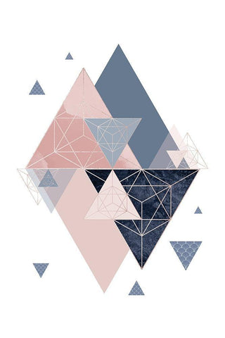 Pink Navy 2 White Modern Wood Framed Art Print with Double Matting by Urban Epiphany