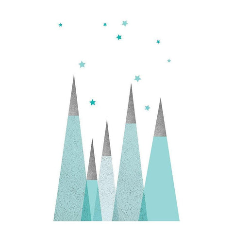 Teal Mountains 3 Black Modern Wood Framed Art Print with Double Matting by Urban Epiphany