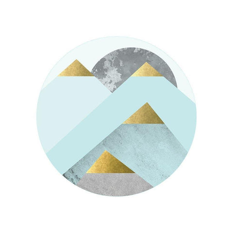 Turquoise Gold Mountains White Modern Wood Framed Art Print by Urban Epiphany