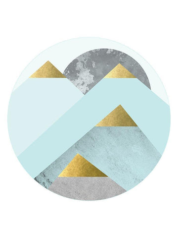 Turquoise Gold Mountains White Modern Wood Framed Art Print with Double Matting by Urban Epiphany