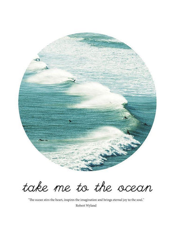 Take me to the Ocean White Modern Wood Framed Art Print with Double Matting by Urban Epiphany