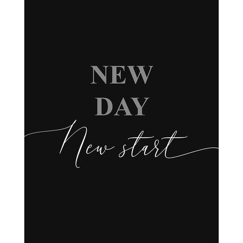 New Day New Start Mono White Modern Wood Framed Art Print by Villa, Milli