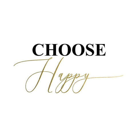 Choose Happy Gold Ornate Wood Framed Art Print with Double Matting by Urban Epiphany