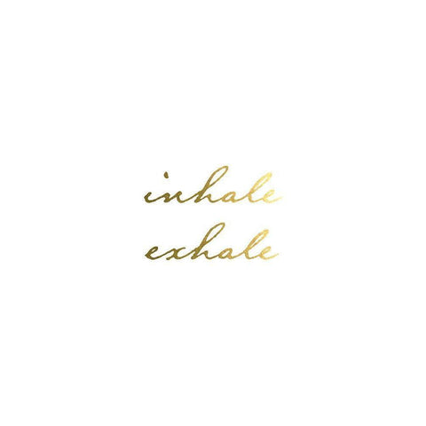 Inhale Exhale Gold White Modern Wood Framed Art Print by Urban Epiphany