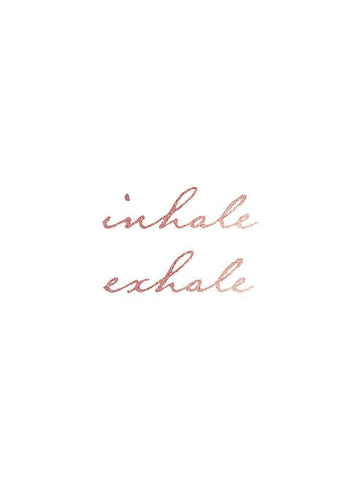 Inhale Exhale Rose Gold Black Ornate Wood Framed Art Print with Double Matting by Urban Epiphany