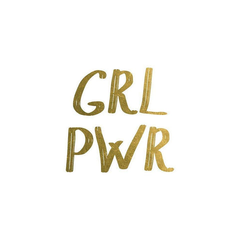 GRL PWR Gold White Modern Wood Framed Art Print by Urban Epiphany