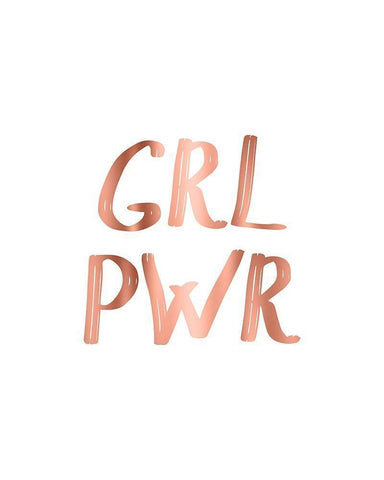 GRL PWR Rose Gold White Modern Wood Framed Art Print with Double Matting by Urban Epiphany
