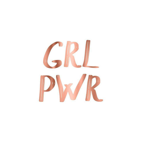 GRL PWR Rose Gold White Modern Wood Framed Art Print by Urban Epiphany
