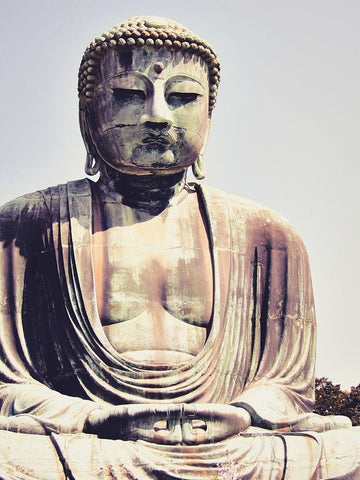 Buddha Good Morning White Modern Wood Framed Art Print with Double Matting by Urban Epiphany