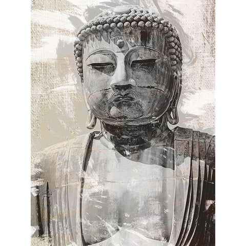 Japanese Buddha Close Up Black Modern Wood Framed Art Print by Urban Epiphany