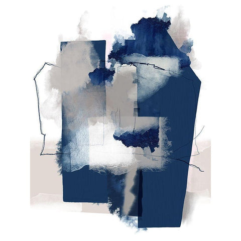Juxtaposed Blue Gold Ornate Wood Framed Art Print with Double Matting by Urban Epiphany