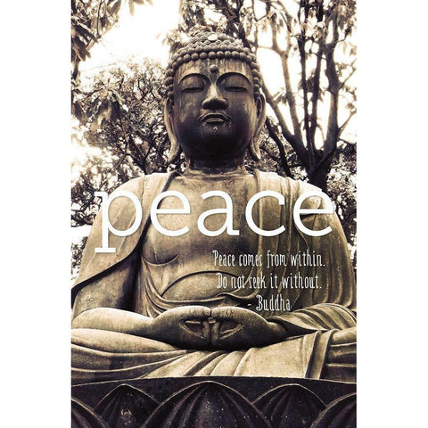 Peace Buddha Black Modern Wood Framed Art Print by Urban Epiphany