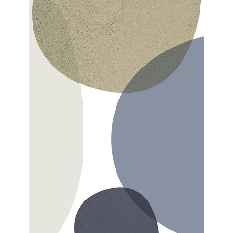 MidCentury Navy Taupe 3 White Modern Wood Framed Art Print by Urban Epiphany