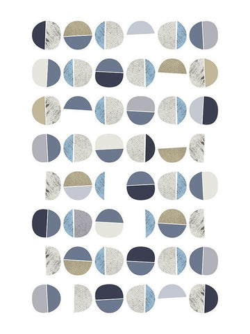 MidCentury Navy Taupe 7 White Modern Wood Framed Art Print with Double Matting by Urban Epiphany