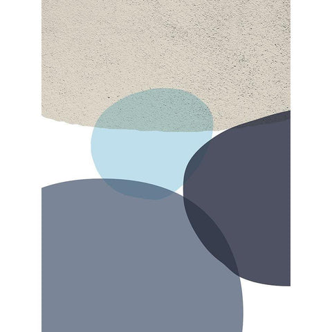 MidCentury Navy Taupe 9 Black Modern Wood Framed Art Print by Urban Epiphany